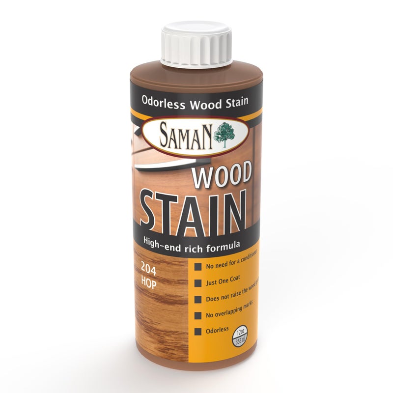 SamaN Interior Water Based Wood Stain - Natural Stain for Furniture, Moldings, Wood Paneling, Cabinets (Hop TEW-204-12, 12 oz) - Image 1